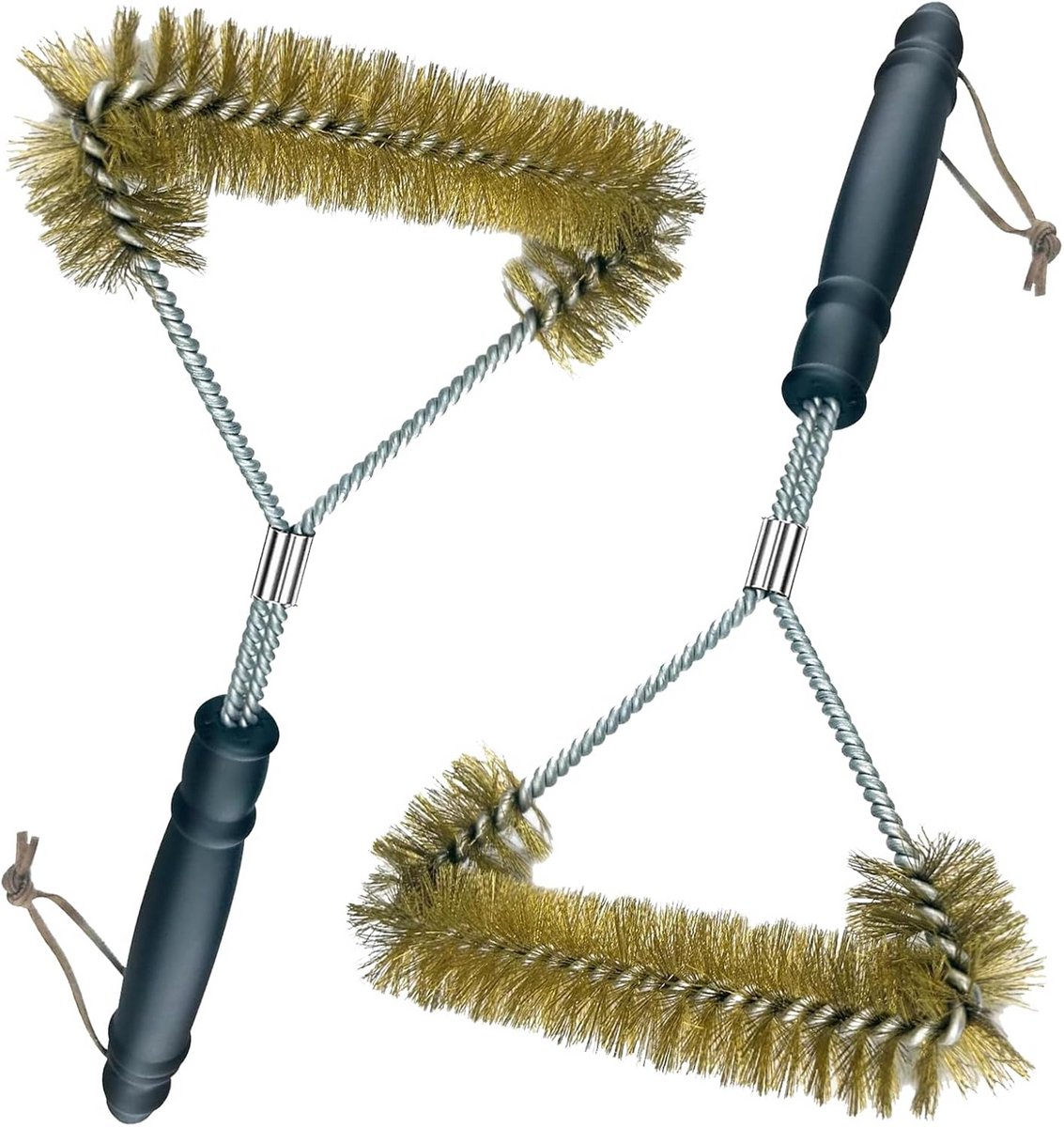 2-Pack Grillborstel RVS - Driezijdige Schoonmaakborstel voor BBQ & Grillroosters (30 cm)