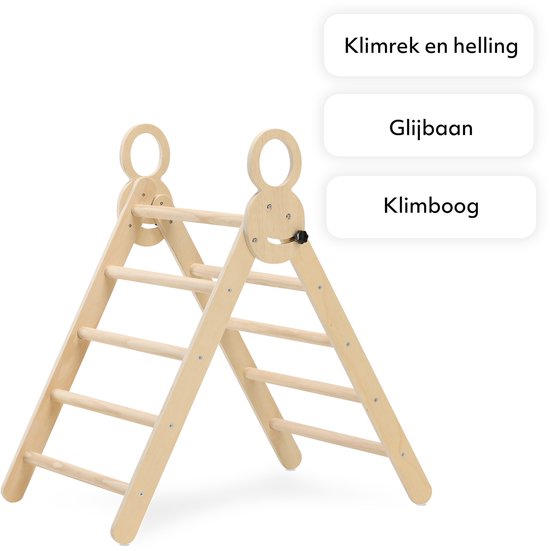 Deryan Luxe Opvouwbare Driehoek met Klimboog en Helling met Klimrek/Glijbaan - inclusief kussen - Montessori Meubels Houten Speelgym van Deryan — afbeelding 5
