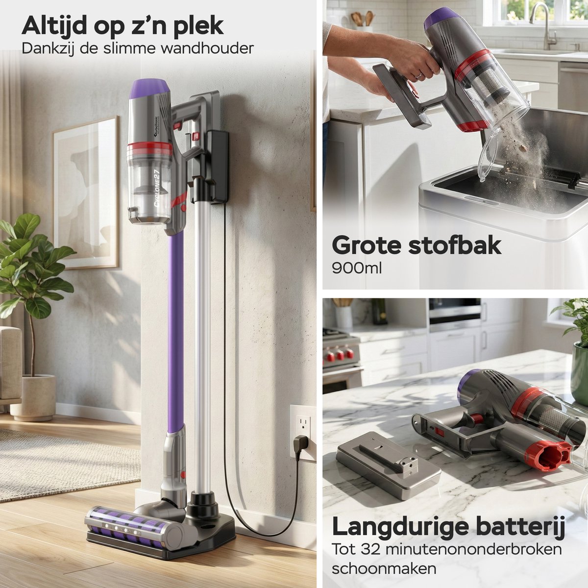 TurboTronic C27 Steelstofzuiger met kruimeldief zonder zak - afbeelding 3