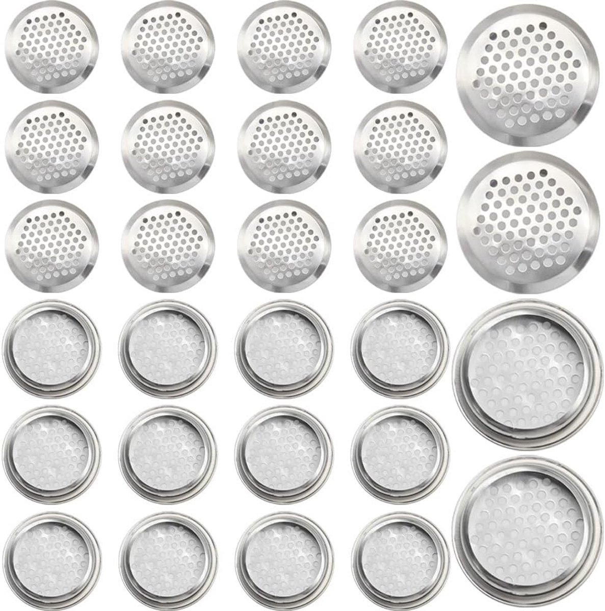 30x Ronde Ventilatiegaten RVS 53mm - Rooster voor Meubels, Kasten en Ventilatie