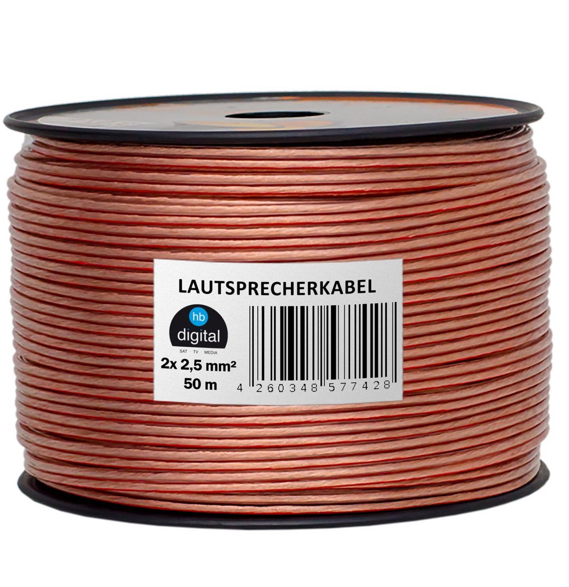 Luidsprekerkabel 2 x 2.5mm² 50 meter CCA transparant