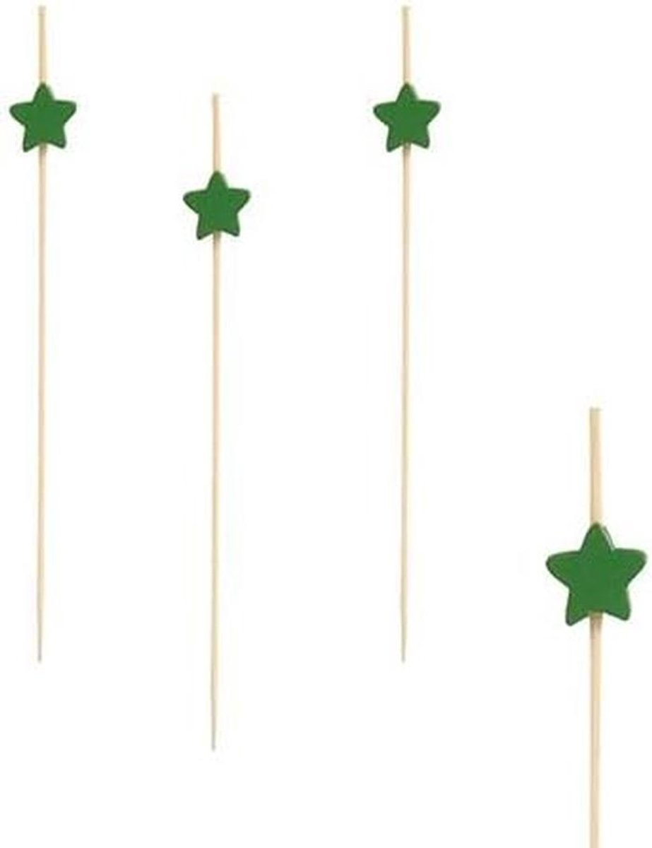 Houten prikkers 12 cm met decoratieve ster - Ideaal voor tapas en hapjes