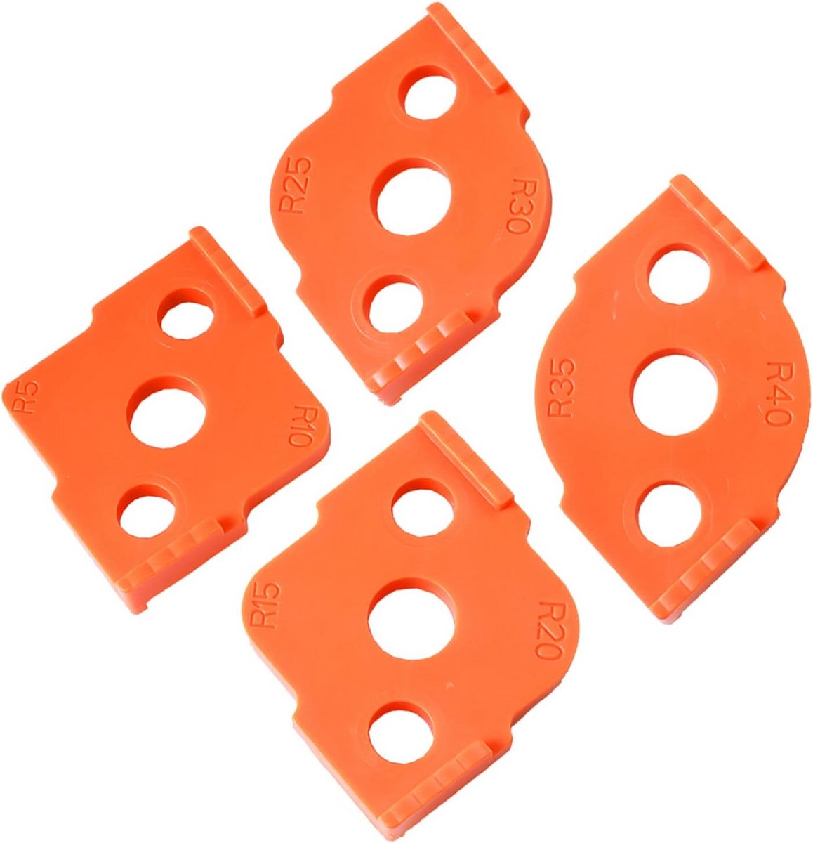 Set van 4 Houtbewerkings Router Sjablonen voor Ronde Hoeken R5 t/m R40