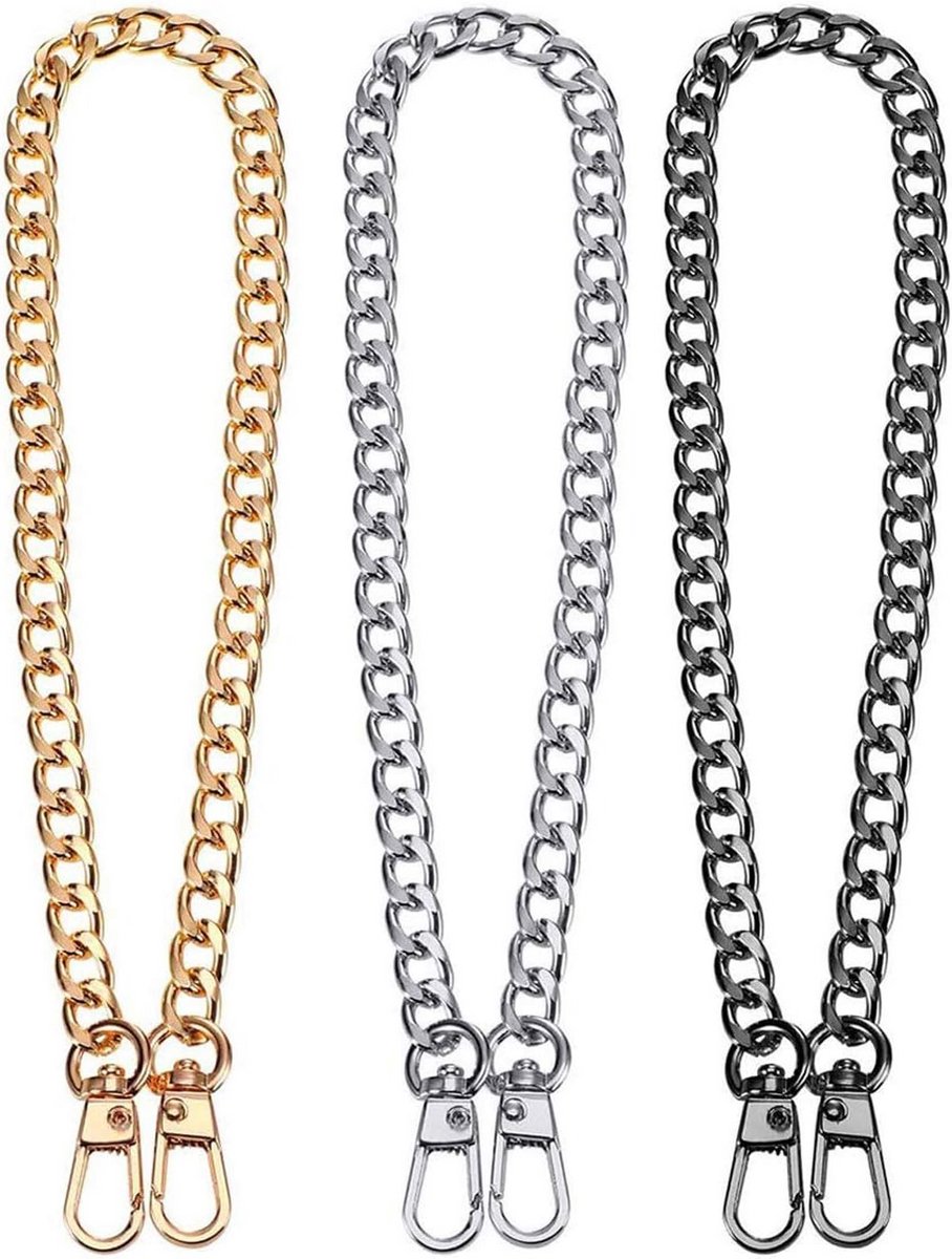 3 Stuks Vervangende Metalen Ketting voor Handtas, Schoudertas en Portemonnee (120 cm)