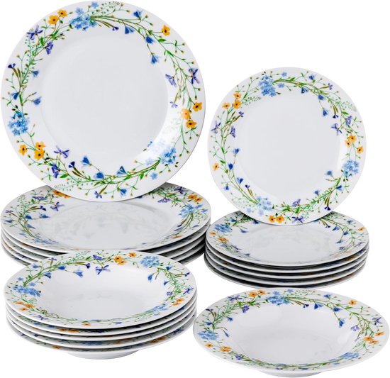 Excelsa Sofia Bordenservies, 18-delig, porselein en aardewerk, kleurrijk decor, voor 6 personen