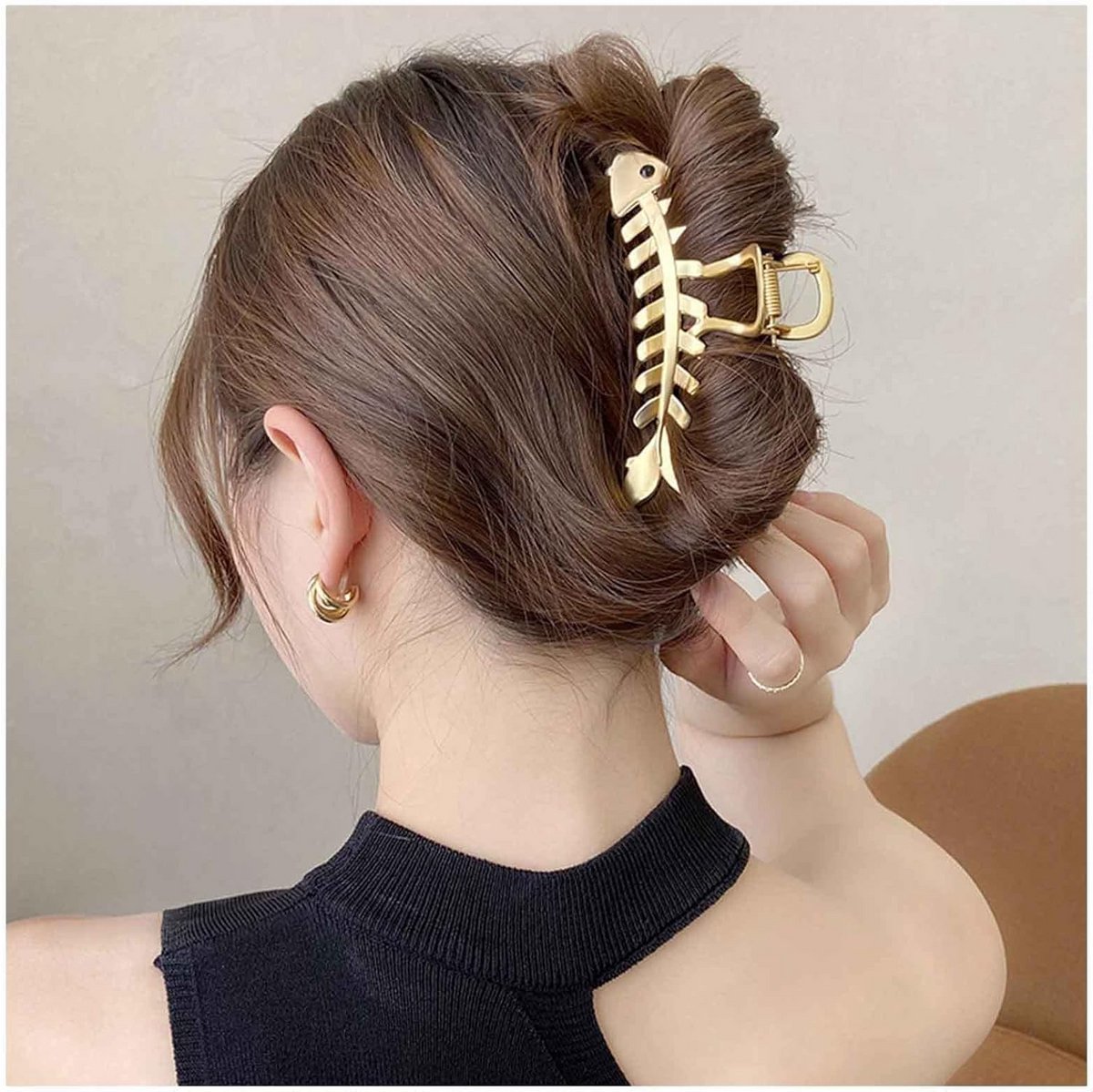 Gouden Vis Bot Haarklem - Stevige Metalen Haarclip voor Dames en Meisjes