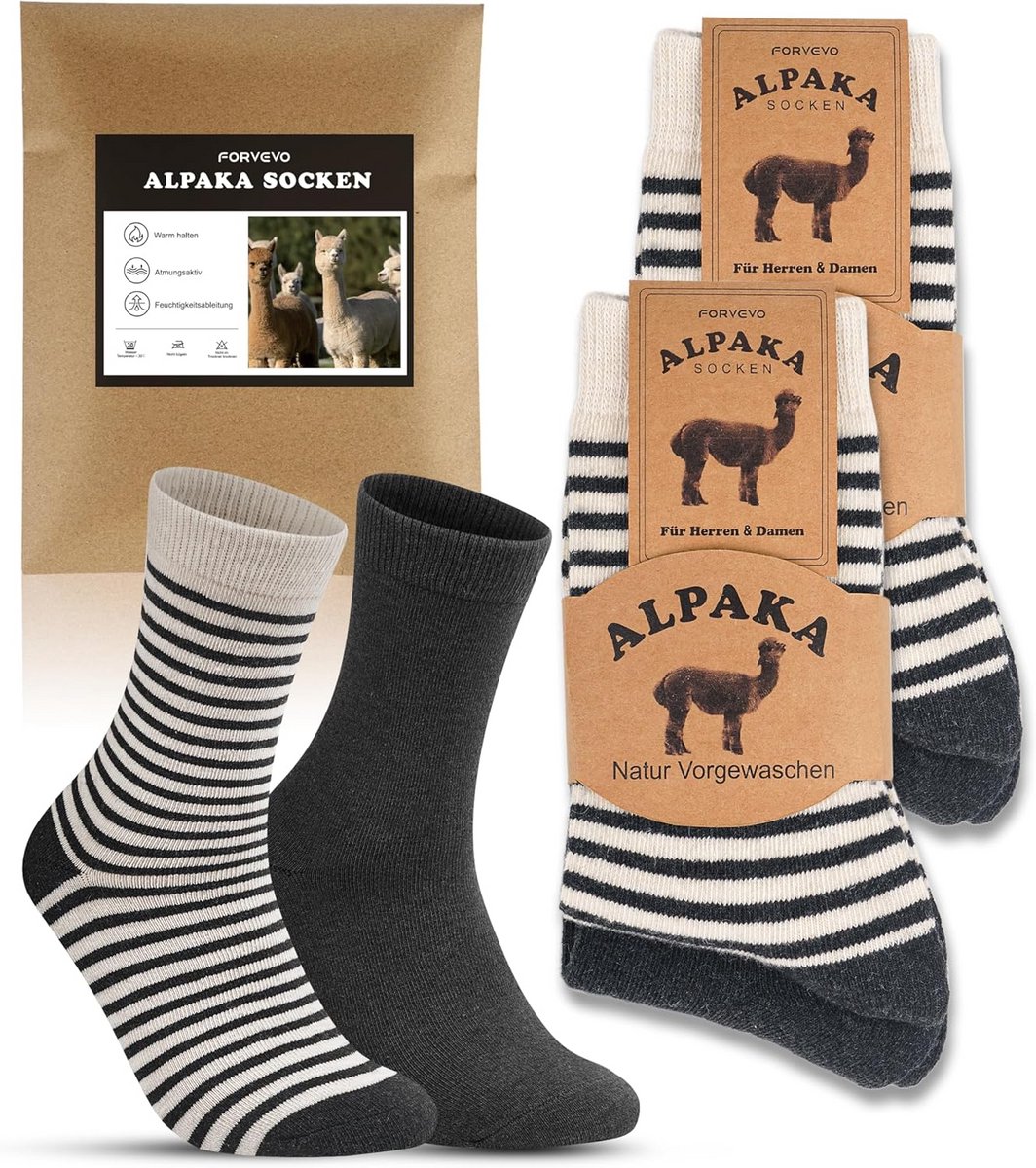 4 Paar Warme Alpacawol Sokken - Thermische Wintersokken voor Heren en Dames