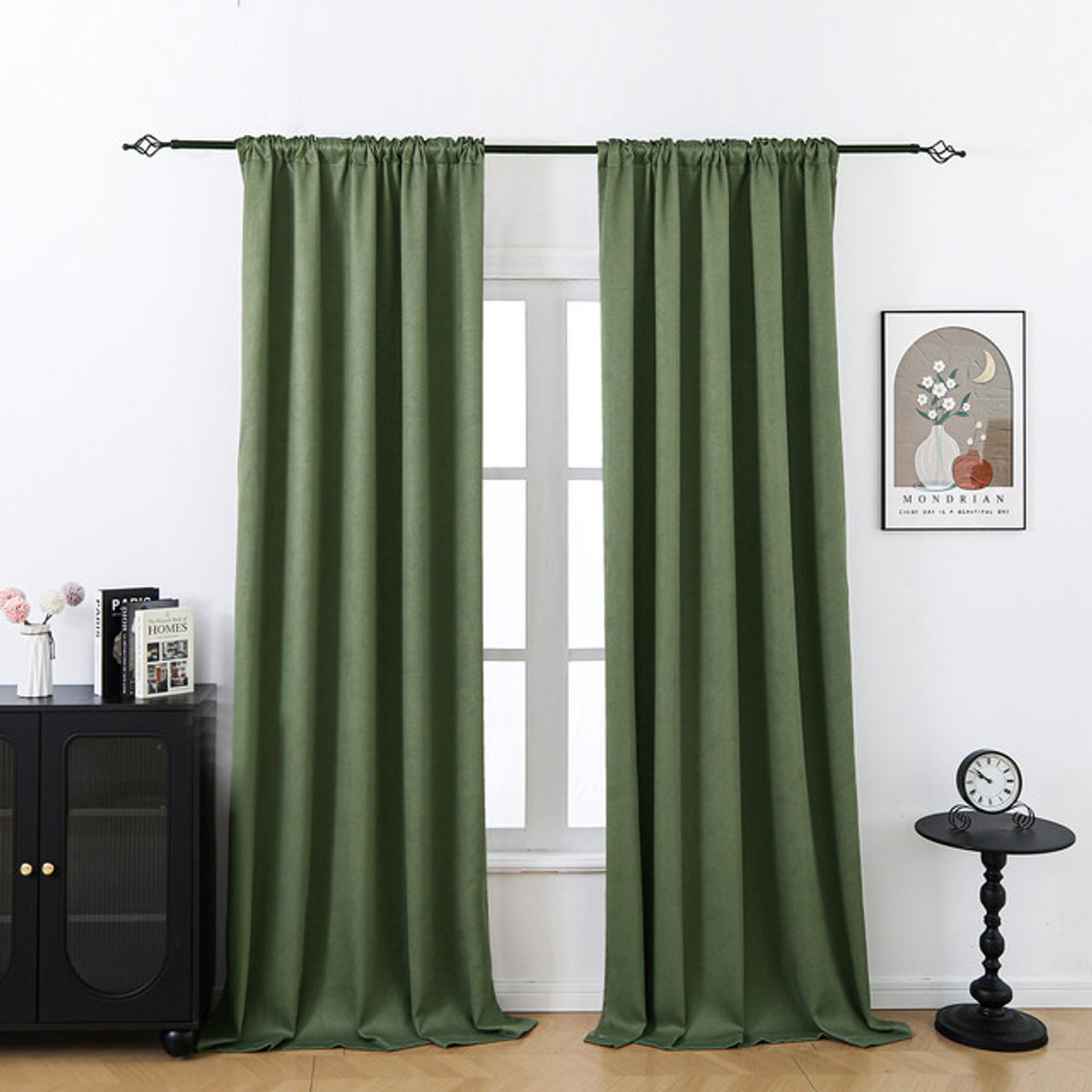 Qelus 2 Panelen Relief Gordijnen voor Woonkamer en Slaapkamer - Eenvoudige Montage - Functionele Ophanging voor Raamdecoratie - Luxe Woningtextiel voor Woonkamer & Slaapkamer, B 132 x H 274cm (Donkergroen)