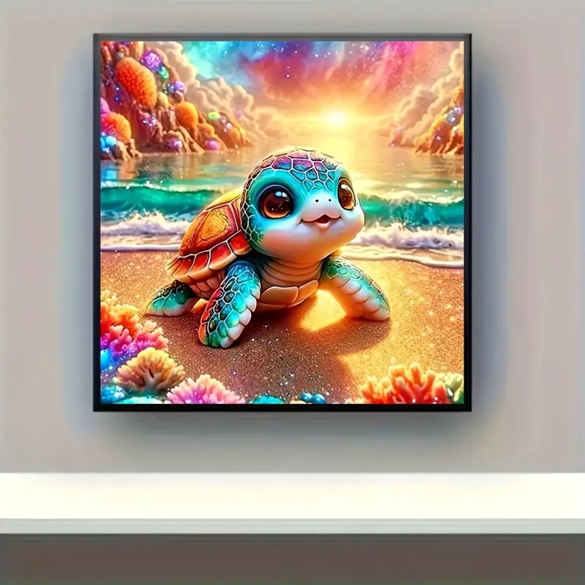 5D Diamond Painting Schildpad op het Strand - 30x30 cm - Complete DIY Set voor Volwassenen & Kinderen - Inclusief Gereedschap & Ronde Steentjes - Rustgevende Mozaïek Kunst voor Thuis - Creatieve Hobby & Wanddecoratie - Perfect als Cadeau Idee — afbeelding 7