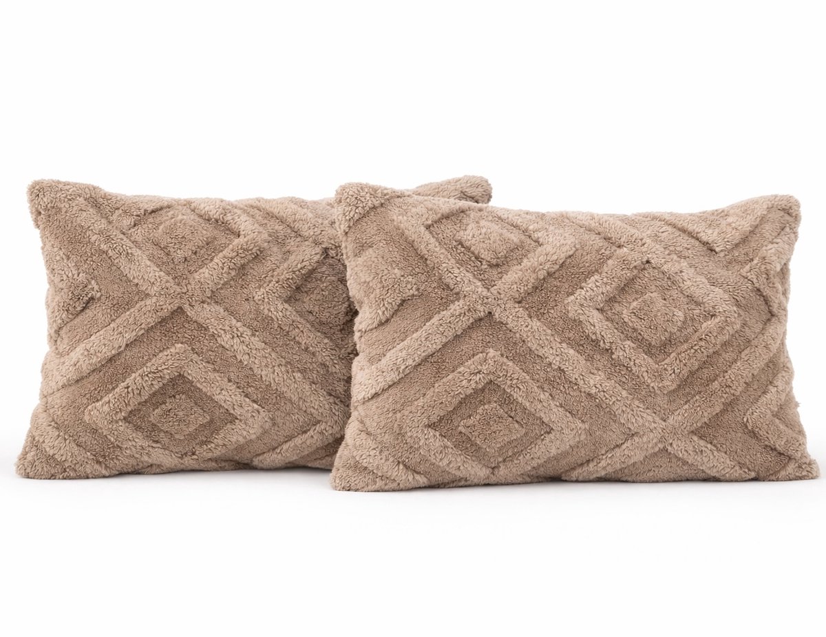 Sierkussens set van 2 30x50 cm Bruin | Inclusief binnenkussens | Langwerpige, Luxe & Zachte kussens voor Bank & Woonkamer