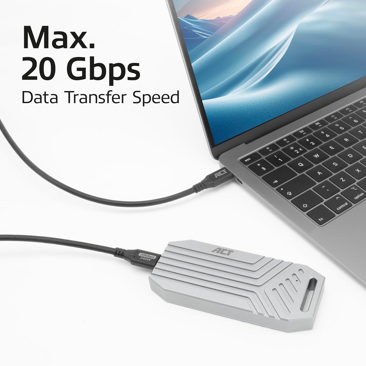 USB4 Type-C Kabel 20Gbps 240W Power Delivery Ondersteuning 1 Meter