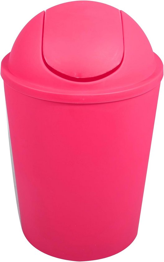 Fuchsia prullenbak met klapdeksel. 5.5L capaciteit.