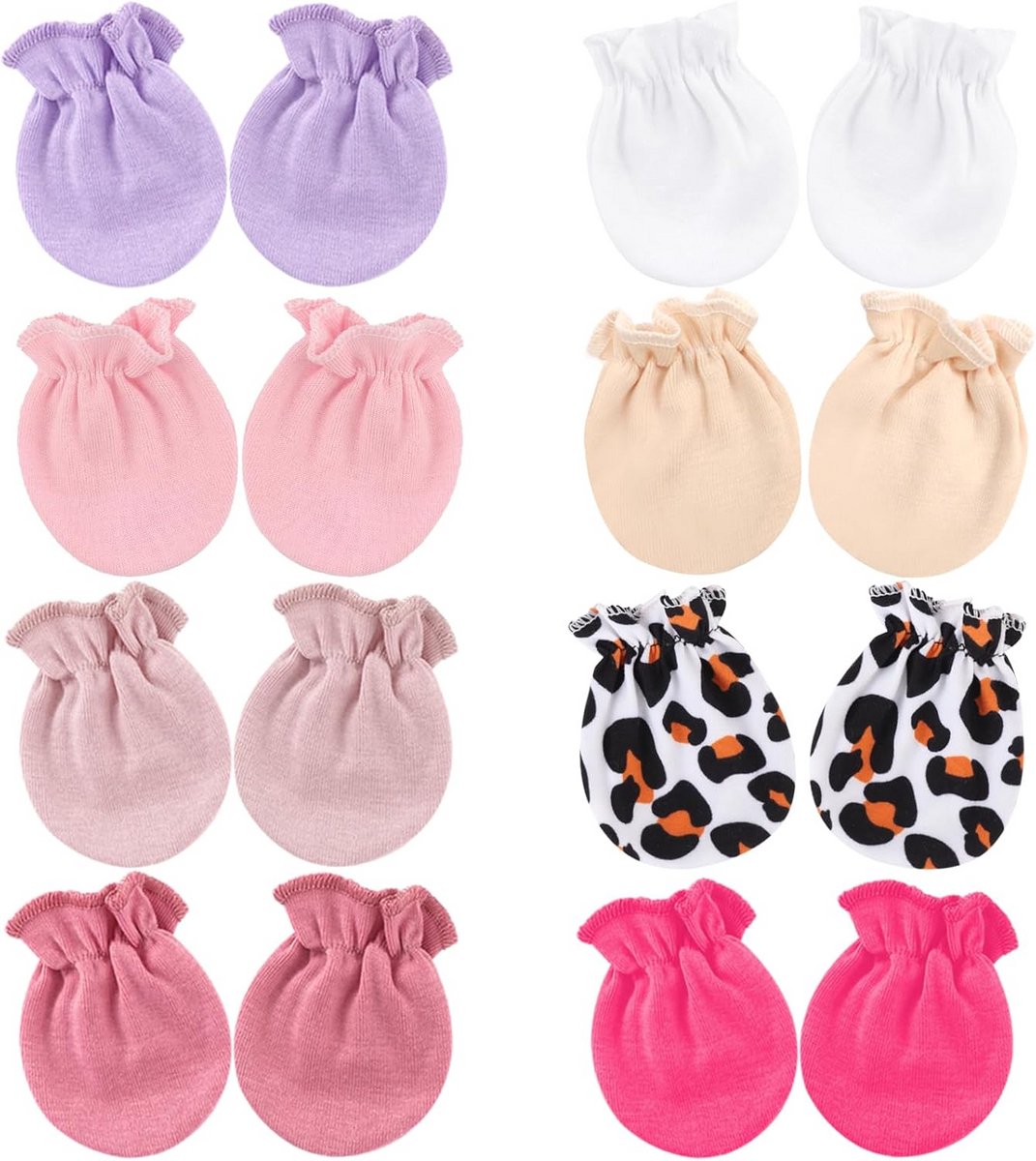 2 Paar Zachte Katoenen Babykrabbbers Antikrabhandschoentjes voor Pasgeboren Jongens en Meisjes (0-6 Maanden)