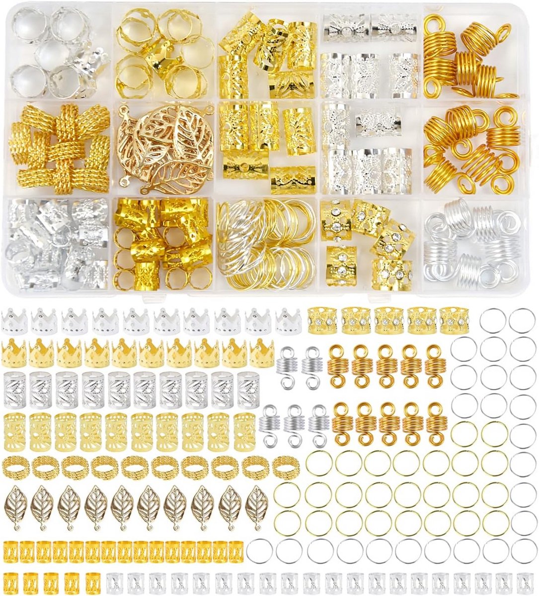 170 Stuks Haar Ringen en Decoratie Accessoires voor Vlechten en Dreadlocks
