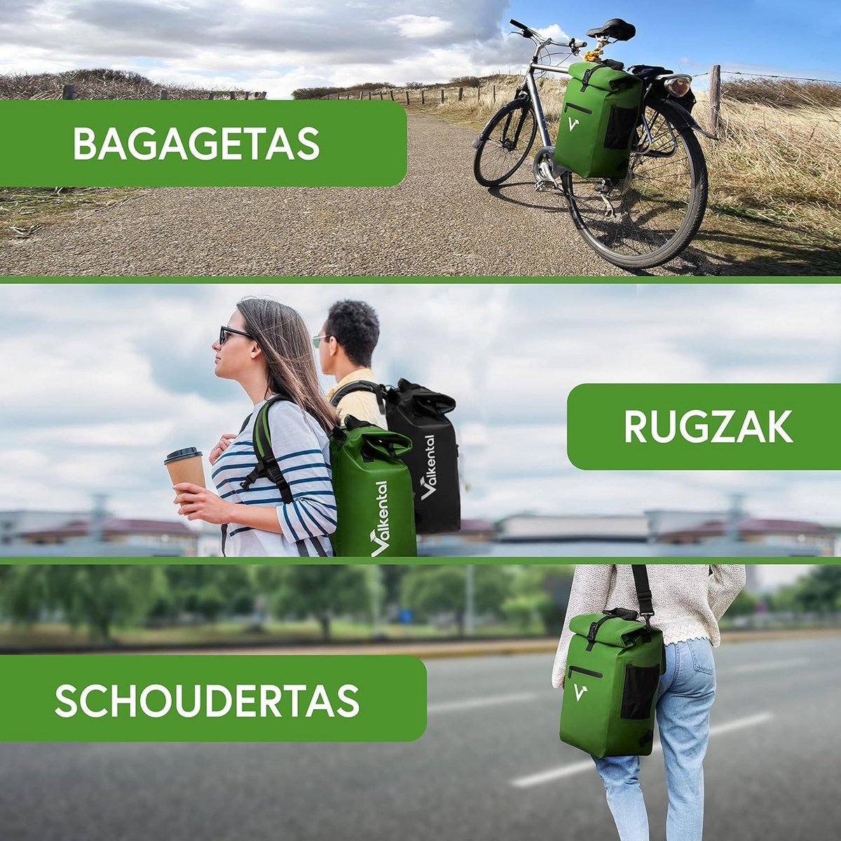 3-in-1 Waterdichte Fietstas: Geschikt als Rugzak en Schoudertas (23L)