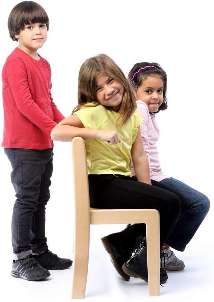 Set van 2 Stapelbare Kinderstoelen Houten Stoelen Zithoogte 22 cm voor Peuters en Kleuters