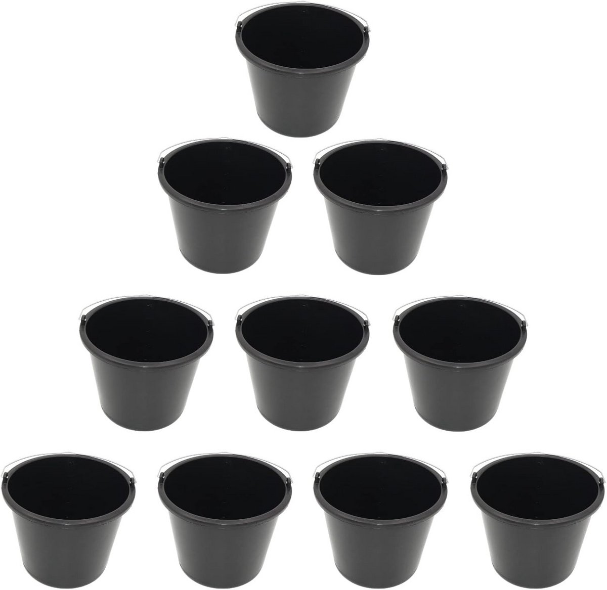 Set van 10 Bouwemmers 5L - Stevige Kunststof Emmer met Handvat en Maatverdeling