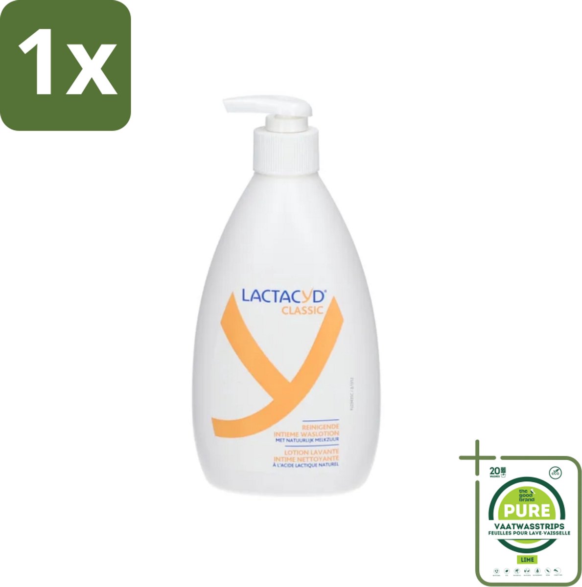 1 x Lactacyd Classic - Intieme Waslotion - Reinigend - Met Natuurlijk Melkzuur - 400 ml - Intieme Waslotion - Milde Reiniging - Natuurlijke Melkzuur - PH-balans - Intieme Zone