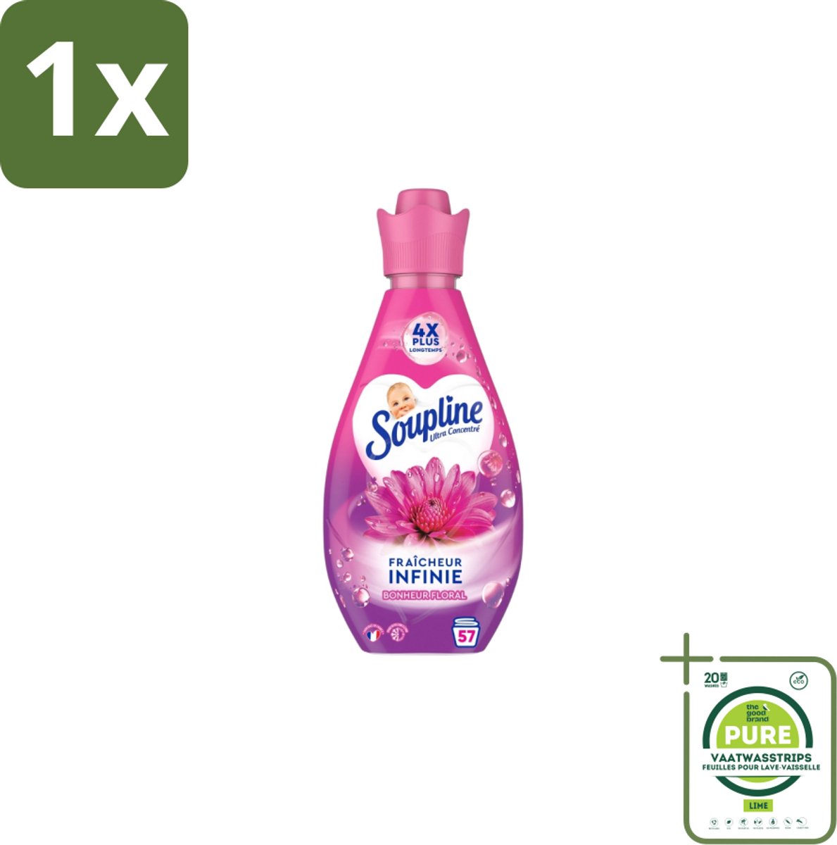 1 x Soupline – Wasverzachter – Infinite Freshness Floral Happiness – 800 ml - Wasverzachter - Frisheid - Geur - Zachtheid - Wasgoed