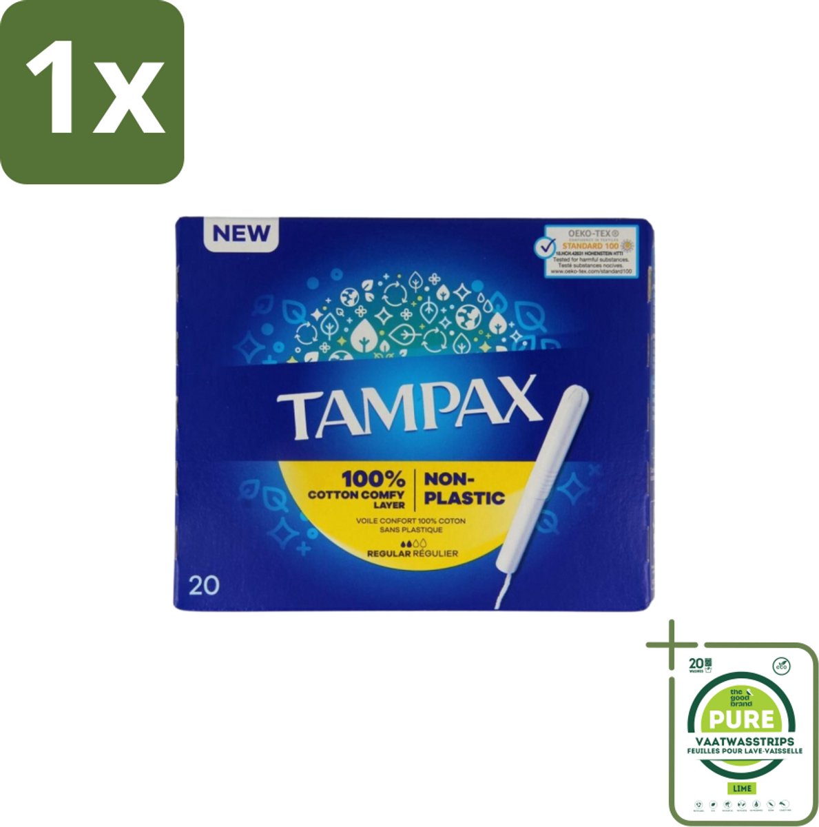 1 x Tampax – Tampons – Regular – Kartonnen inbrenghuls - Tampons - Menstruatie - Katoen - Absorberende Kern - Kartonnen Inbrenghuls