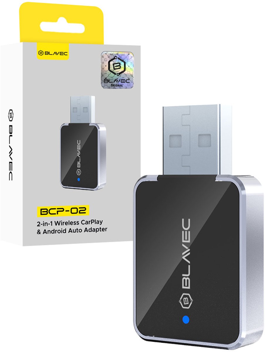 Blavec - 2-in-1 Wireless Carplay & Android Auto Box Adapter - BCP-02 - Black