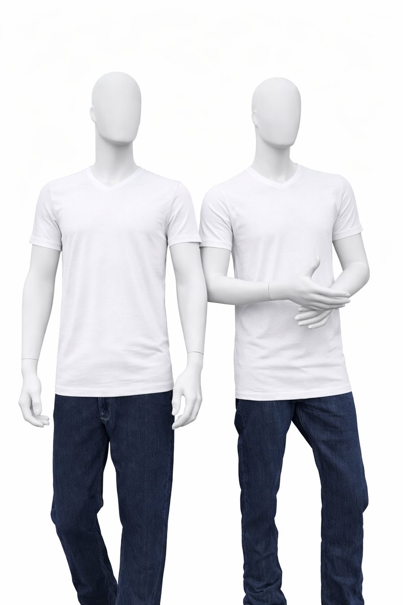 RELAKZ Heren T-shirt V-hals - Organisch Katoen - 2 Pack - Wit - Maat L