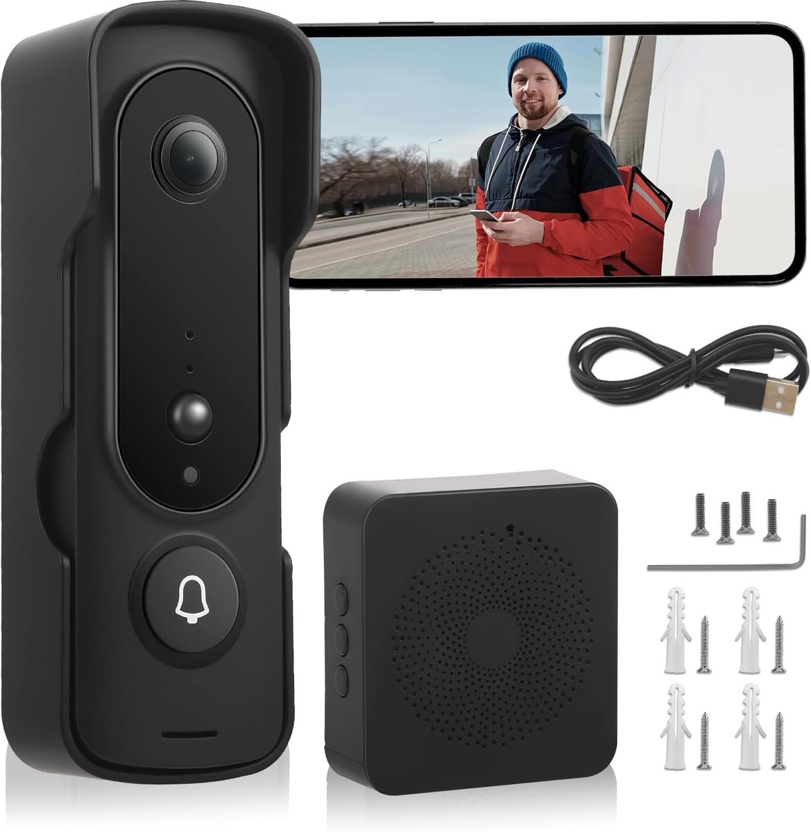 Deurbellen met Camera - Video Deurbel - Draadloos - Full HD - App