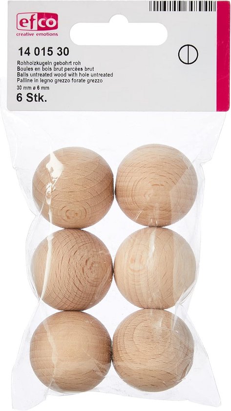 Houten ballen met gat voor knutselwerkjes in verschillende grootten online kopen