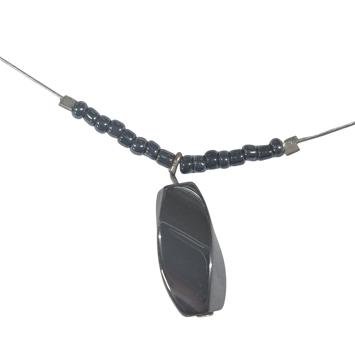 Glamour - Halsketting - Handgemaakte Ketting - Edelstaal - Gun Metal - St.Marie - 44 cm.
