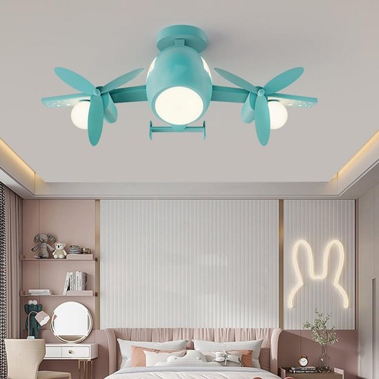 Moderne Dimbaar LED Plafondlamp Kinderkamer Vliegtuig 48W - Wit/Warm/Koud Licht - Ø60cm of Ø70cm — afbeelding 2