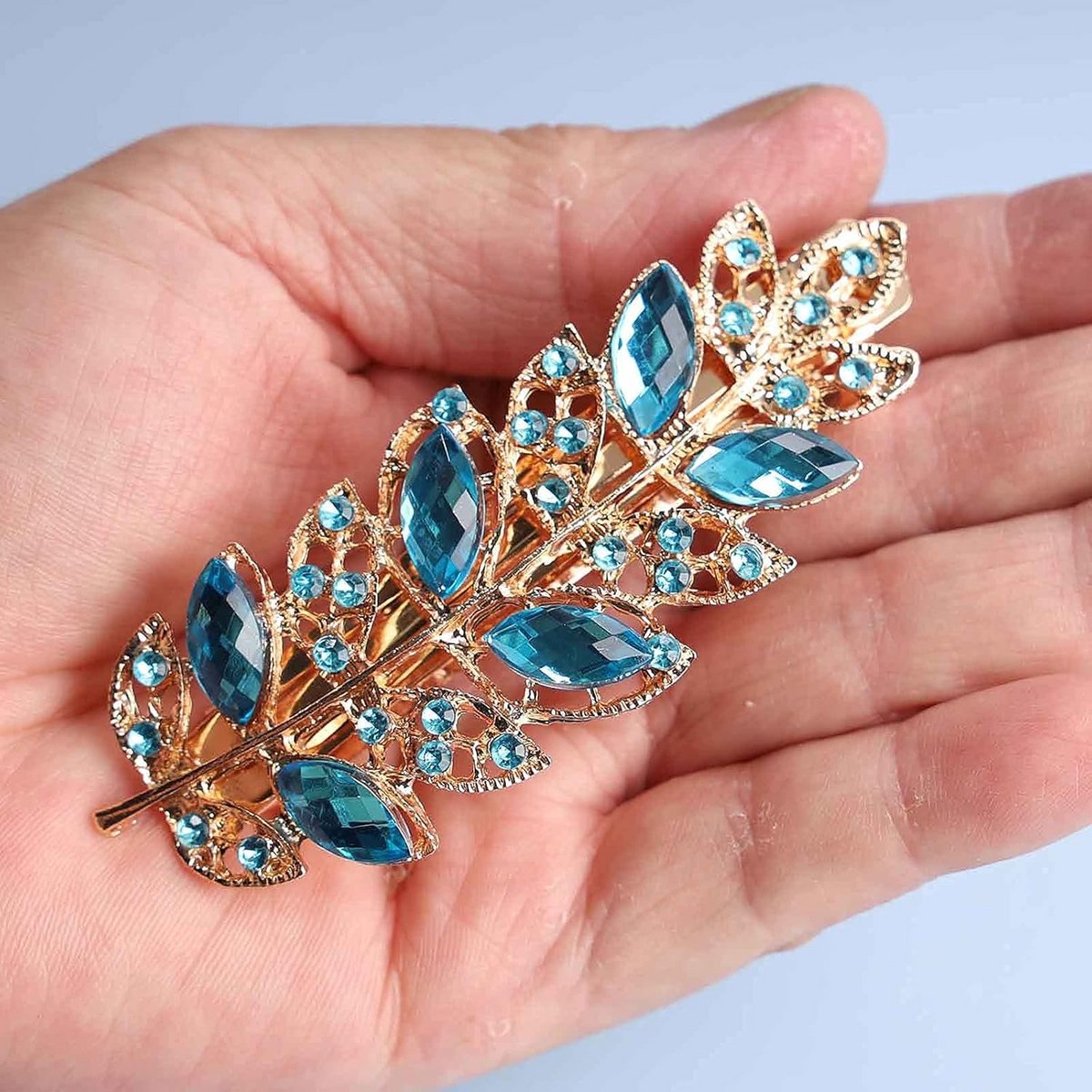 Elegante Bruidshaarclip met Kristal Glamour voor Bruiloft en Feest - Lichtgroen