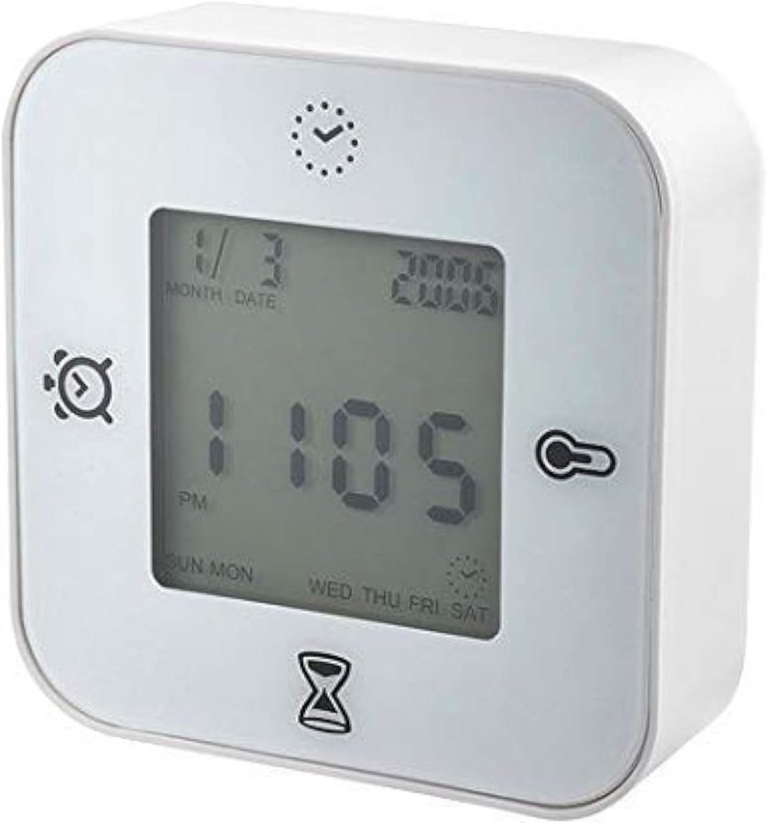 Digitale Klok met Thermometer, Wekker en Timer - Wit