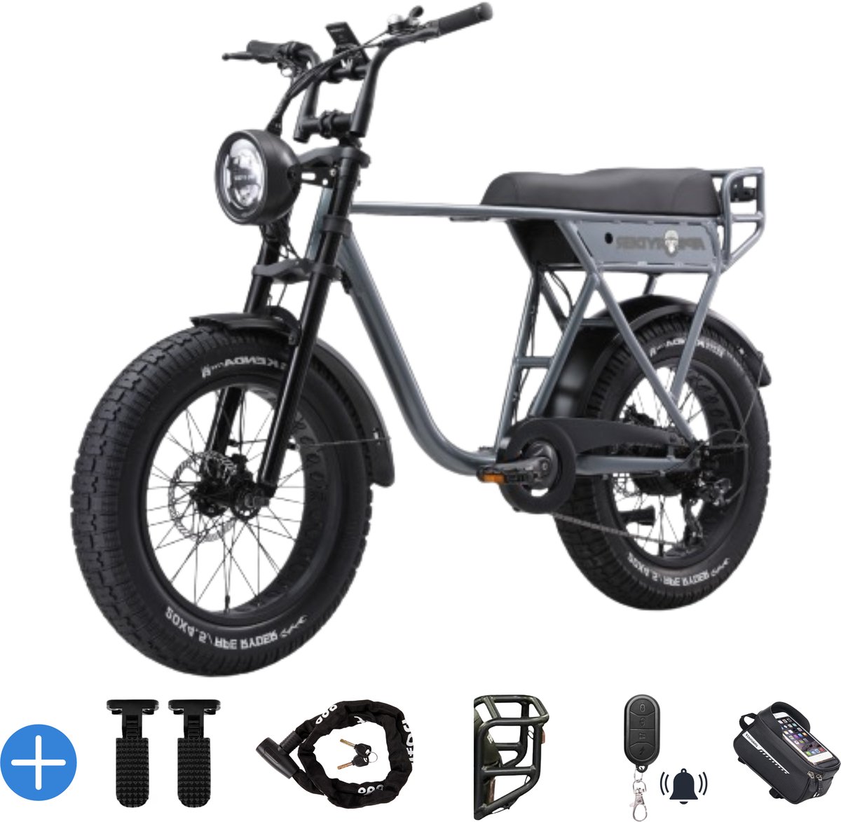 Bol.com Ebikekopen.com Ape Ryder A10 Pro - Lichtgrijs - Special Edition - Fatbike - Rijklaar - 2026/2027 Model - Hydraulische re... aanbieding