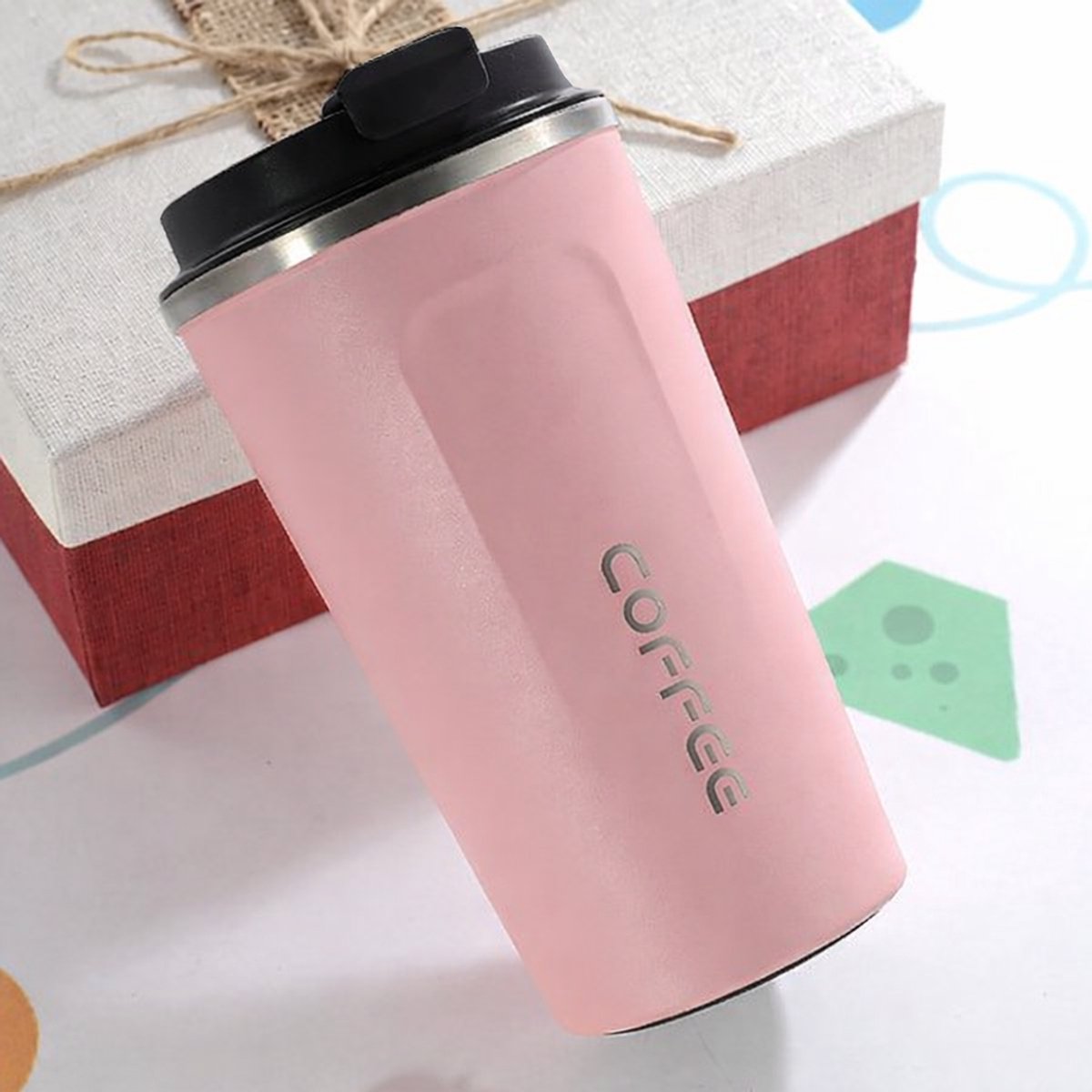 koffie to go beker | coffee to go | isolerende beker roze| herbruikbaar | inhoud 380 ml