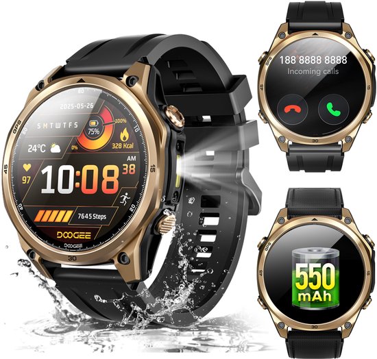 DOOGEE Anywise W1 Smart Watch - AI-spraakbesturing - Videobellen - Elke polsmaat - GPS - Gratis kaartmateriaal - 18 dagen batterijduur - Fitnesstracker - 170+ sportmodi - 5 ATM waterdicht - voor Android en iPhone