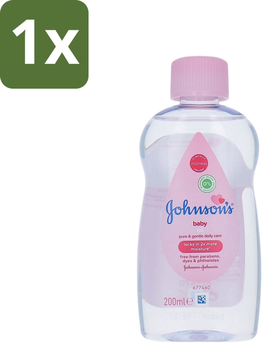1 x Johnson's - Baby Olie - Puur & Zacht - 200 ml - Babyolie - Babyhuid Verzorging - Hydraterende Olie - Zachte Huid - Babyhuid Bescherming