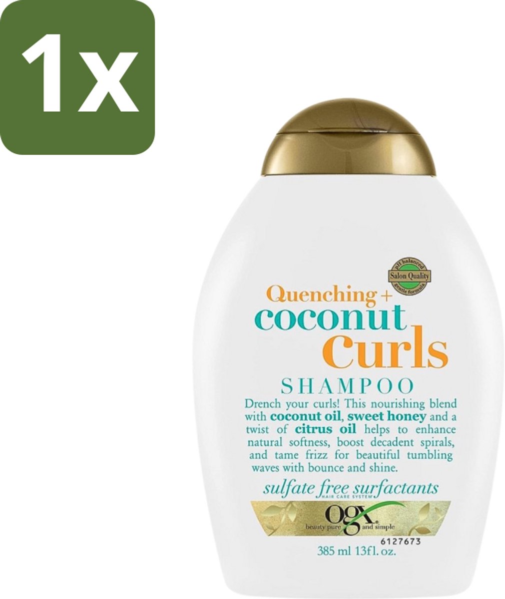 1 x OGX - Coconut Curls - Shampoo - Krulverzorging - Hydraterend - 385 ml - Krulverzorging - Kokosolie - Pluiscontrole - Krullen Definiëren - Hydraterend Haar