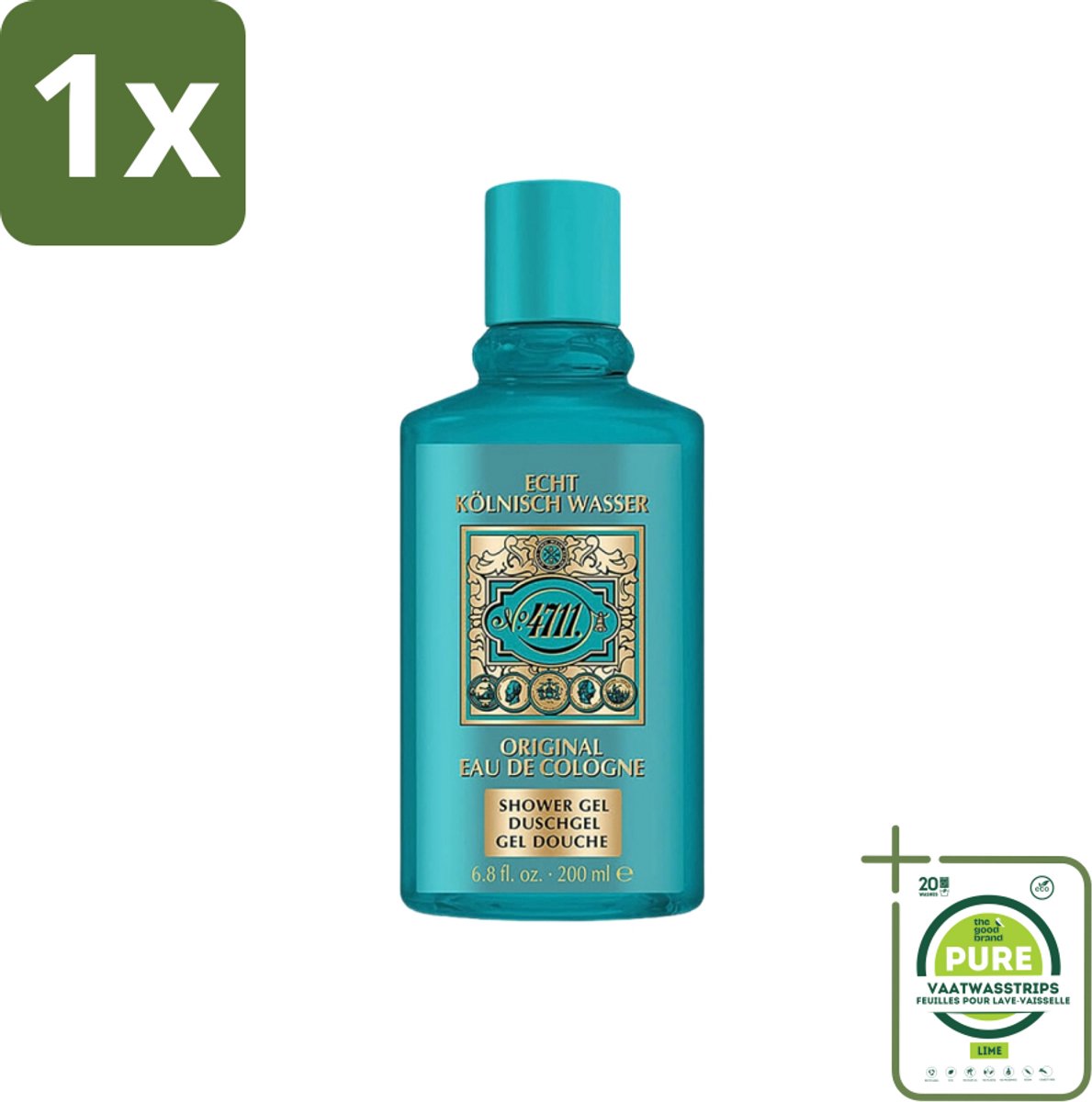 1 x 4711 - Echt Kölnisch Wasser - Douche Gel - Original Eau De Cologne - 200 ml - 4711 Douchegel - Eau De Cologne - Douchegel - Verfrissende Geur - Gehydrateerde Huid