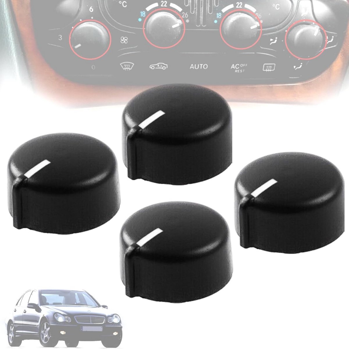 Klimaatregelknop Set 4 Stuks voor Auto Interieur