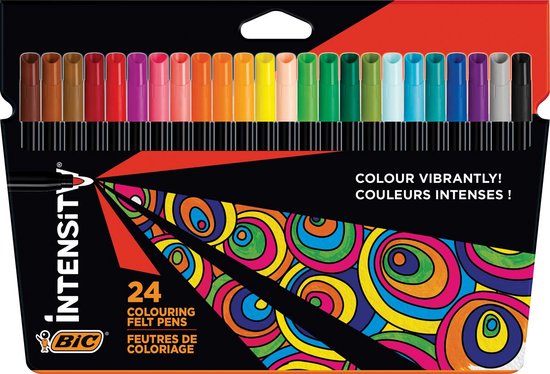 Feutres Bic Color Up, boîte en carton de 24 pièces de couleurs assorties