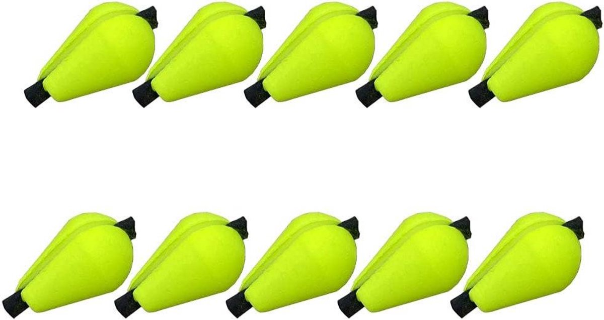 EGoods - 10 stuks Drijvende Foam Strike Indicatoren voor Vliegvissen - Fluorescerend Geel - Visaccessoire