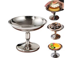 Dessert kommen, ijsbekers, taart display kommen, roestvrij staal pudding beker, met voet, geschikt voor snoep, gelei, pudding, cake, salade, ijs (10,3*7,5cm, zilver)