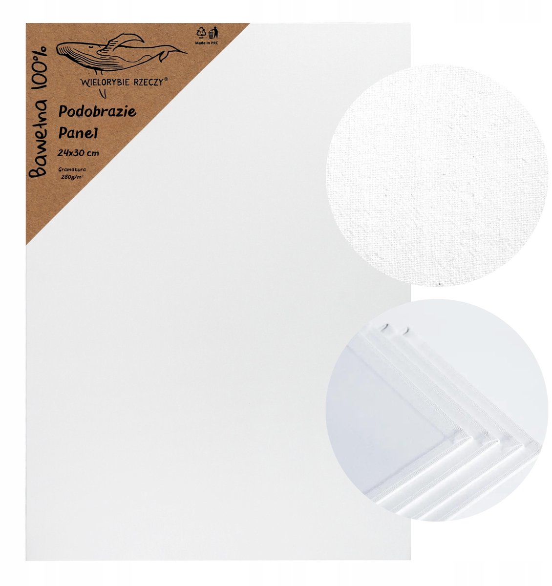 Wit Katoenen Schilderdoek 24x30 cm - 280 g/m² - 3x Gegrond