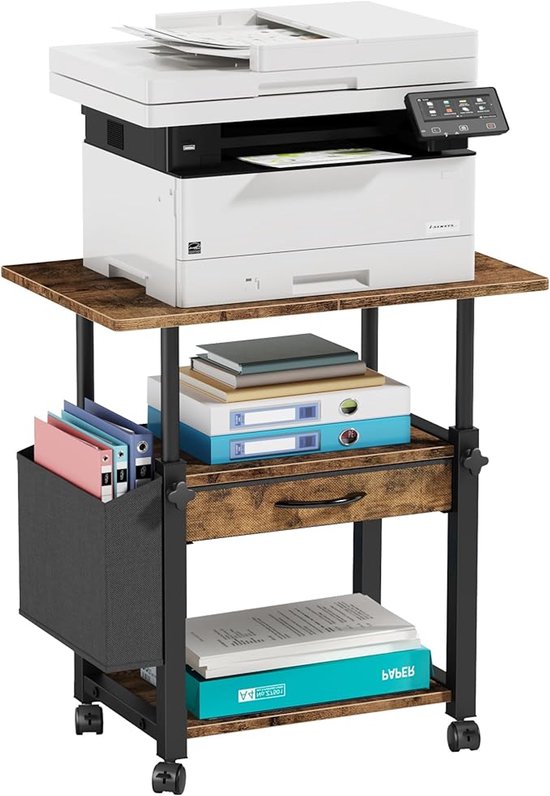 FURNIBELLA - Printertafel, Printerwagen Met Vergrendelbare Wielen Printerstandaard 2 Niveau