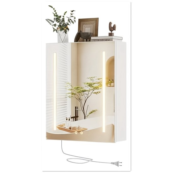 Brauer Promise Deluxe spiegelkast 80x70cm MFC 2 deuren met directe LED verlichting boven - forest tan SK-PRD80FT