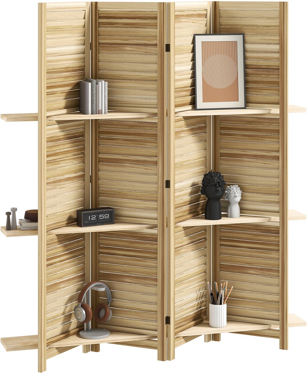 HOMCOM Kamerverdeler - Paulowniahout - 160x1,9x170cm - Natuurlijk hout