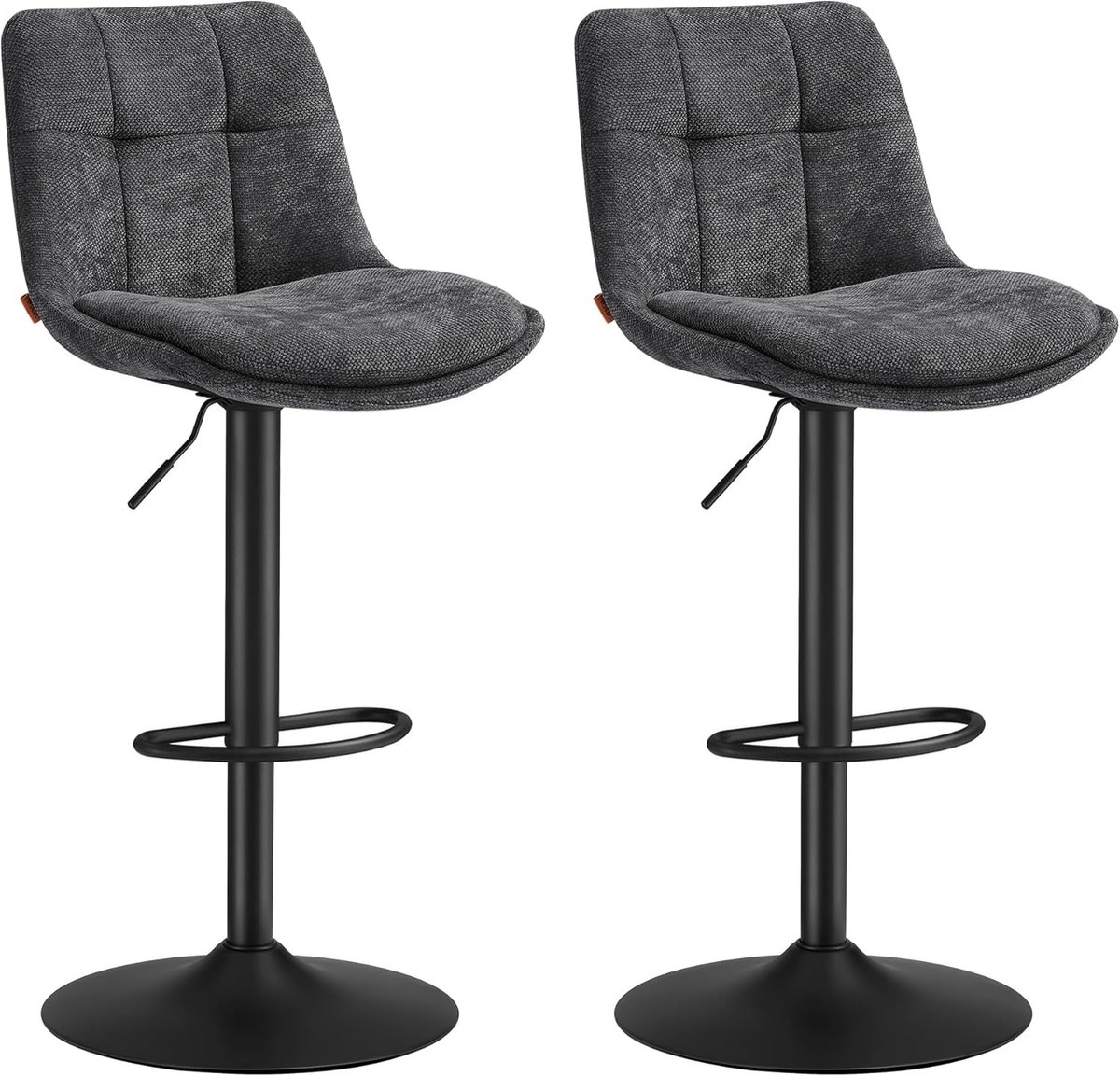 Set van 2 Design Barkrukken met Rugleuning - verstelbaar 43x48,5x(63–84) cm – Draaibare - Medahomestore