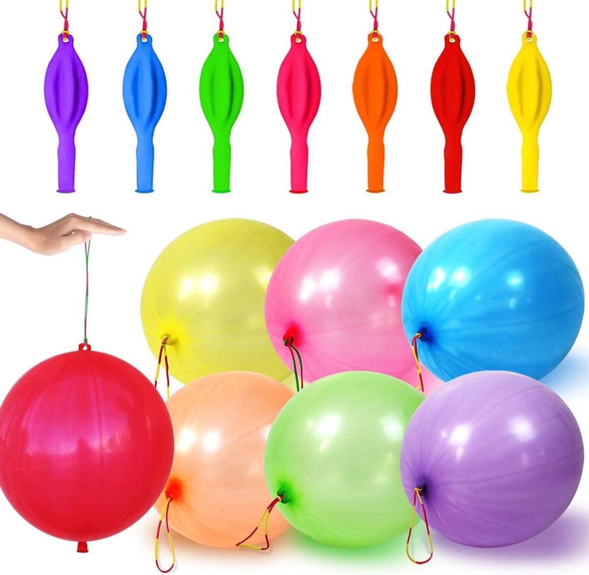 EGoods - Grote kleurrijke reuzenballonnen - Set van 20 stuks - XXL punch-ballonnen - 45 cm - Geperforeerde ballonnen - Elastische band - Voor verjaardag, jubileum, decoratie, feestaccessoires