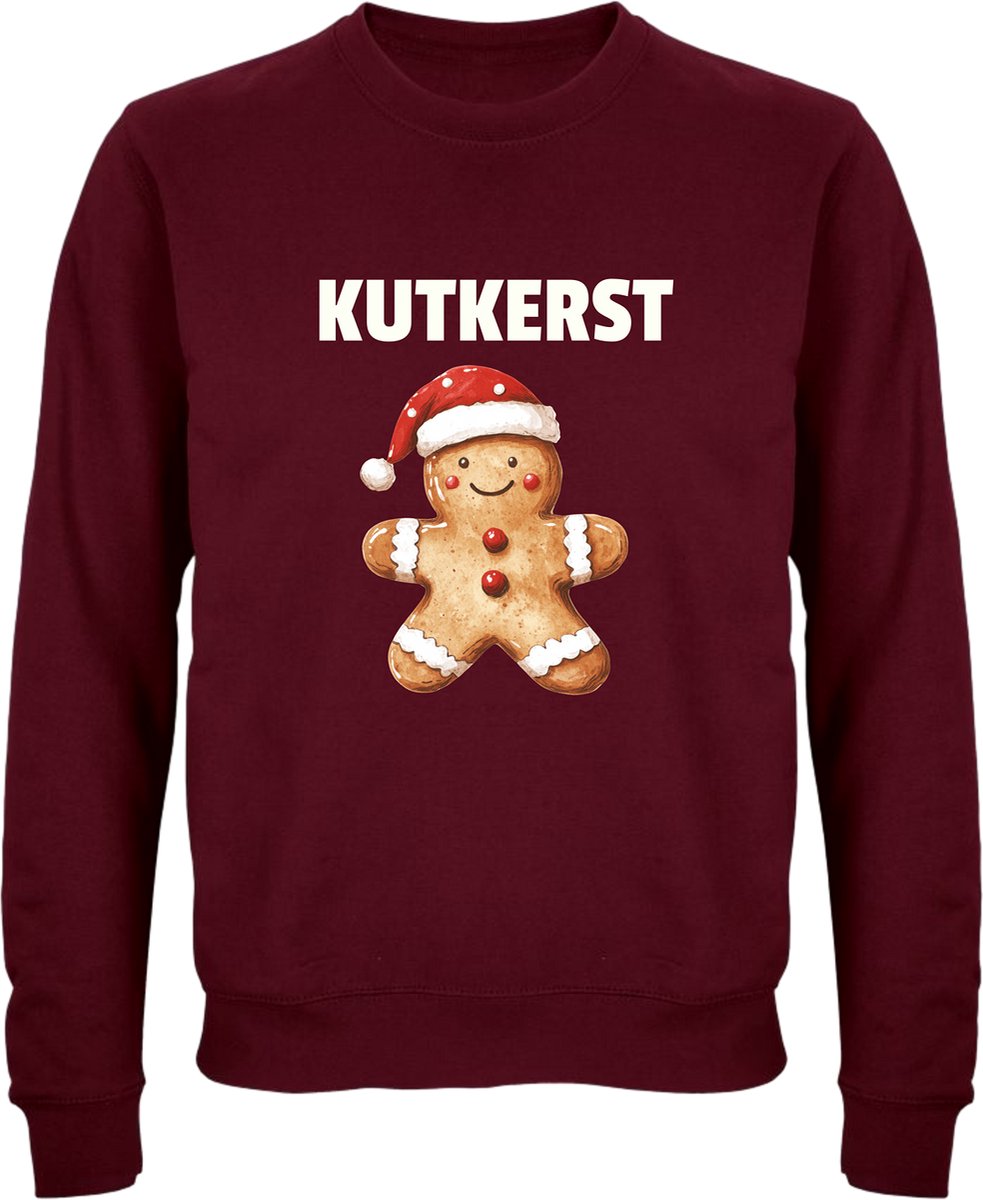 Kutkerst trui - Unisex - Kerst - Christmas - Feestdagen - Kersttrui - Grappige trui - Kerstman - Foute kersttrui - Kerst outfit - Donkerrood - Maat XXL