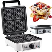 Gadgy Wafelijzer - Wafelmaker voor 4 Brusselse Wafels – Anti aanbaklaag - Temperatuur instelbaar - indicatielampje - Wafels van 8.5x7 cm - Vaderdag Cadeau